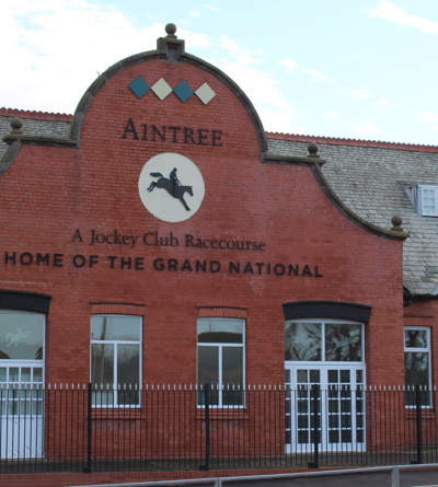 aintree home of the grand national sign