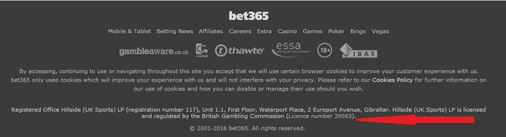 bet365 licence