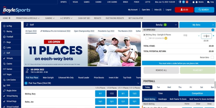 Boylesports Website Golf