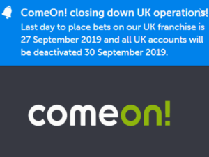 comeon closed to uk