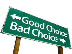 good choice bad choice sign