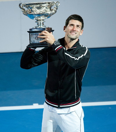 novak djokovic with australian open trophy