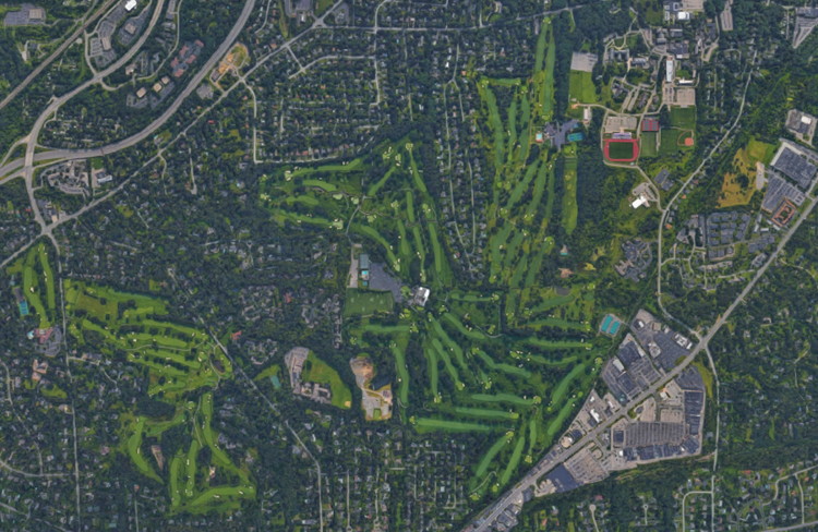 oak hill country club golf course from above