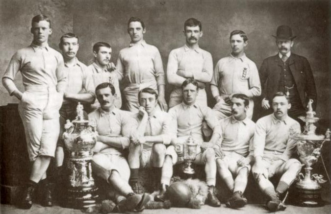 old football squad photograph from 1880's