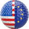 ryder cup us europe golf ball with split flag