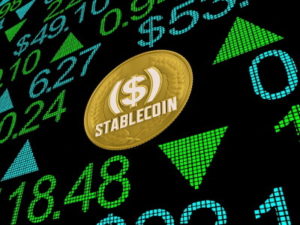 stablecoin cryptocurrency on a market trading board
